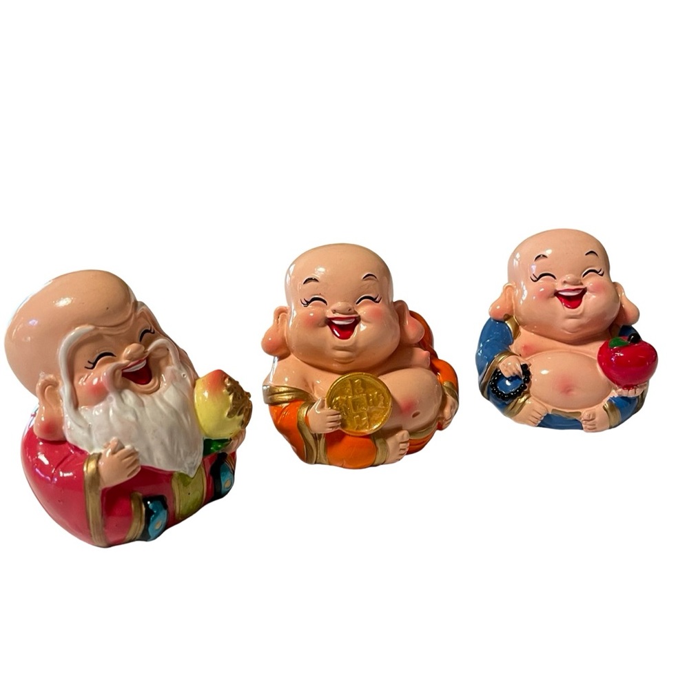 Set of 3 Laughing Buddhas – 2.5” of Pure Joy & Charm!